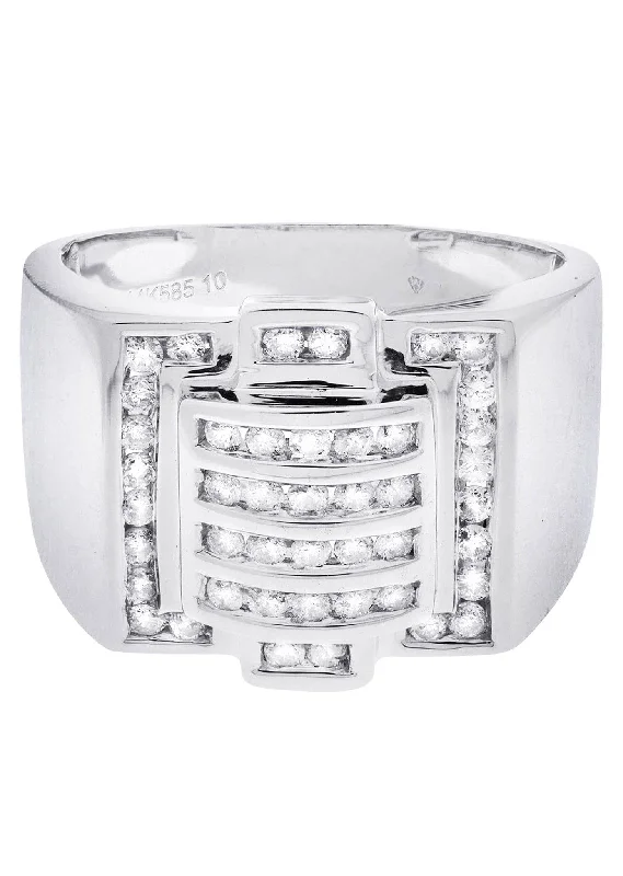 Fashion-Forward Jewelry At Exclusive Discounts White Gold Mens Diamond Ring| 0.75 Carats| 12.73 Grams