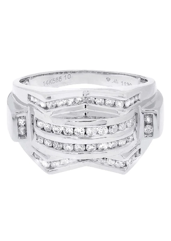 Shop Modern Jewelry Collections With Exclusive Discounts White Gold Mens Diamond Ring| 0.86 Carats| 11.02 Grams