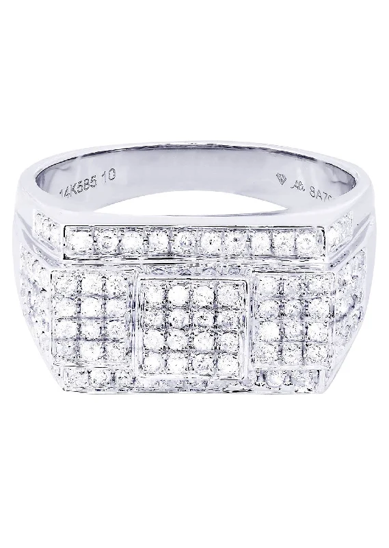 Shop Handcrafted Jewelry At Special Promotional Rates White Gold Mens Diamond Ring| 0.92 Carats| 9.52 Grams