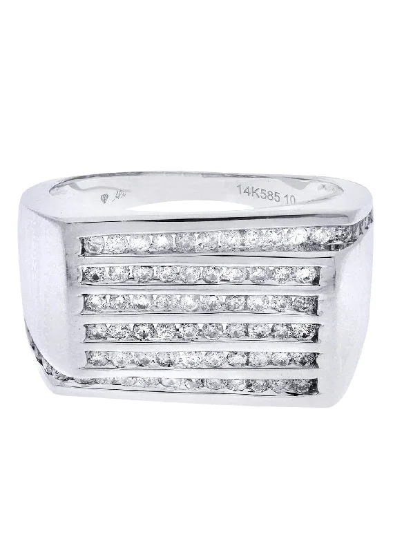 Shine Bright With Our Special Jewelry Promotions White Gold Mens Diamond Ring| 0.94 Carats| 10.45 Grams