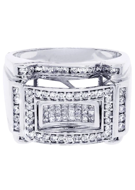 White Gold Mens Diamond Ring| 1.11 Carats| 13.37 Grams