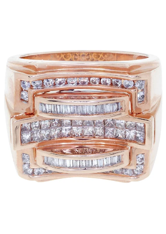 Rose Gold Mens Diamond Ring / Pinky Diamond Ring| 1.3 Carats