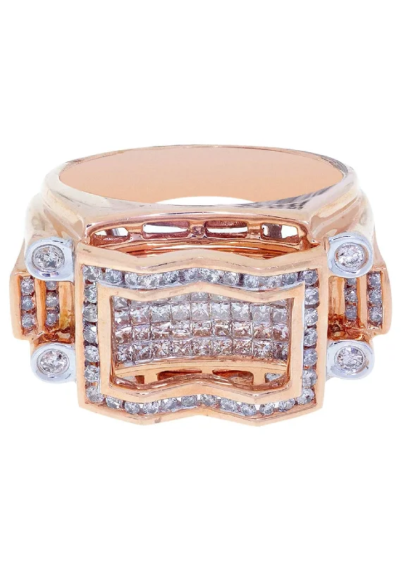 Rose Gold Mens Diamond Ring / Pinky Diamond Ring| 1.31 Carats