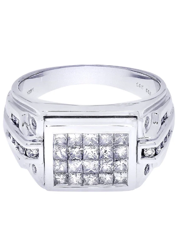Unmissable Deals On Handmade Jewelry Collections White Gold Mens Diamond Ring| 1.35 Carats| 11.89 Grams