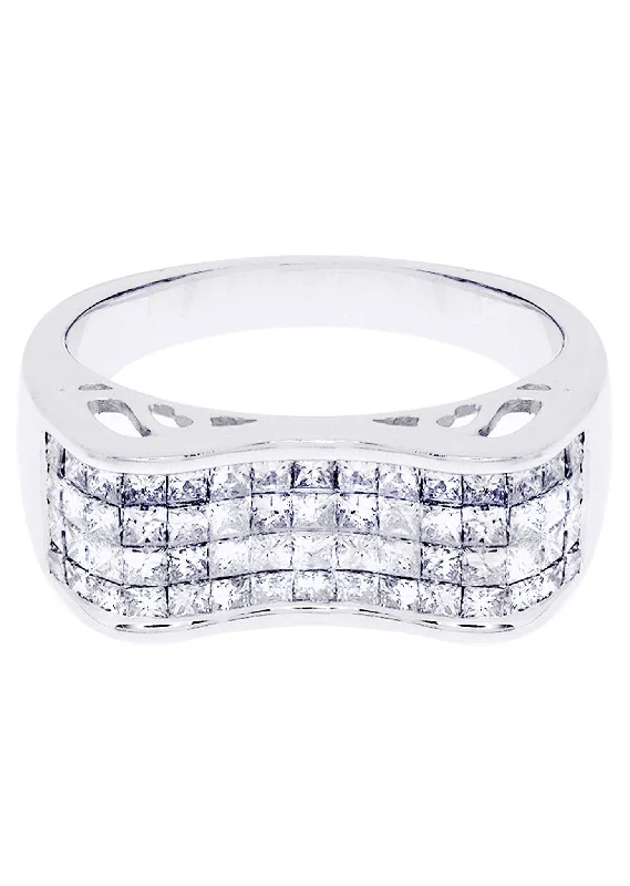 Limited-Time Offer On Elegant Jewelry Pieces White Gold Mens Diamond Ring| 1.57 Carats| 6.28 Grams
