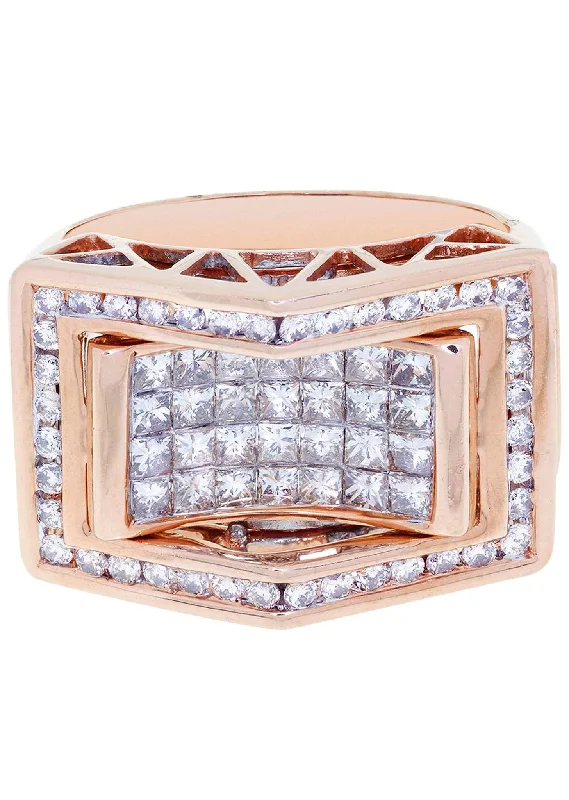 Rose Gold Mens Diamond Ring / Pinky Diamond Ring| 1.91 Carats