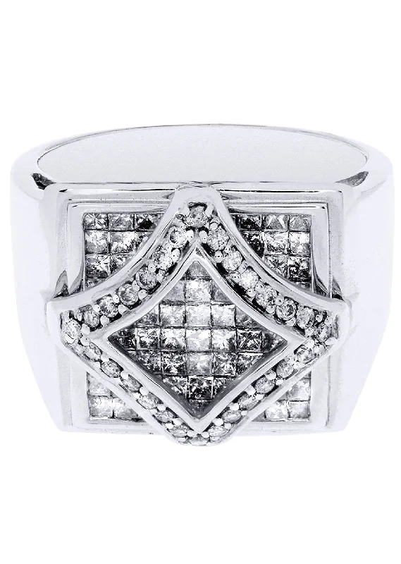 White Gold Mens Diamond Ring| 2 Carats| 11.15 Grams