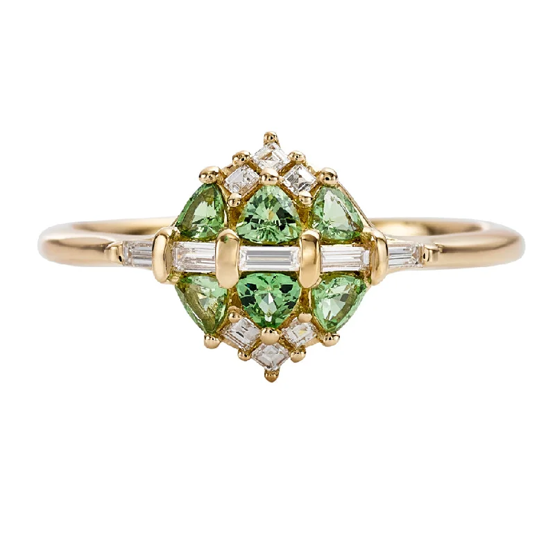 Grab Your Favorite Jewelry At The Lowest Prices Mint Garnet and Diamond Cluster Engagement Ring