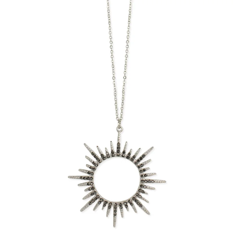 Silver Sunburst Crystal Necklace