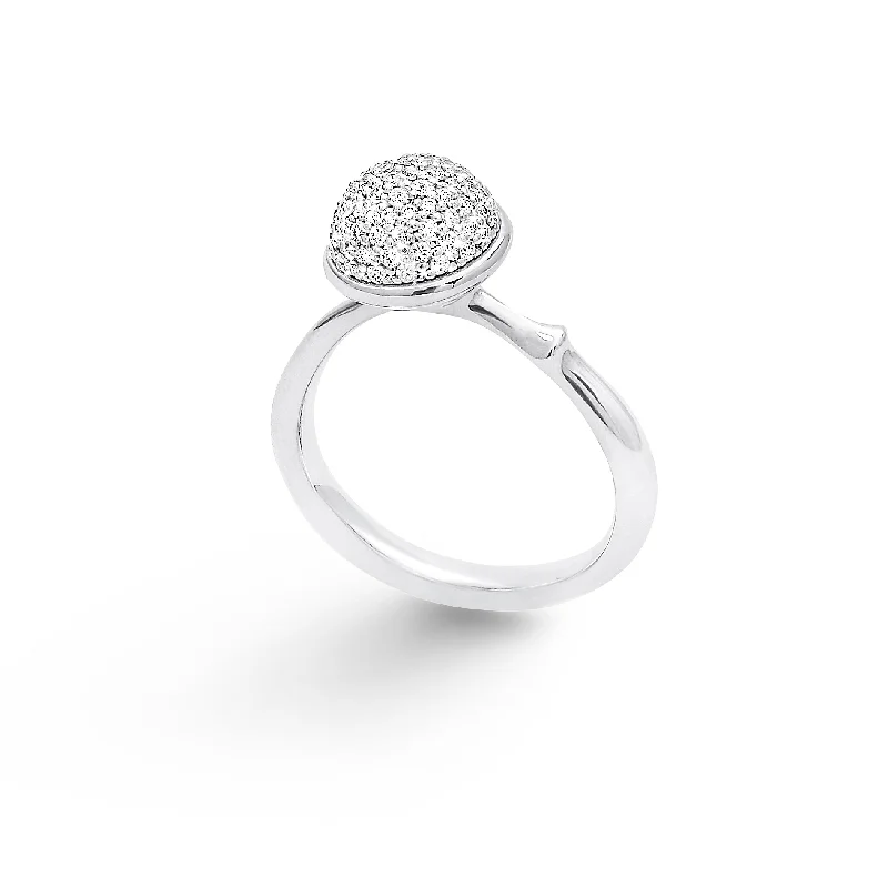 Adjustable Charm Bracelets For A Perfect Fit Medium Lotus Pavé 18K Whitegold Ring w. Diamonds