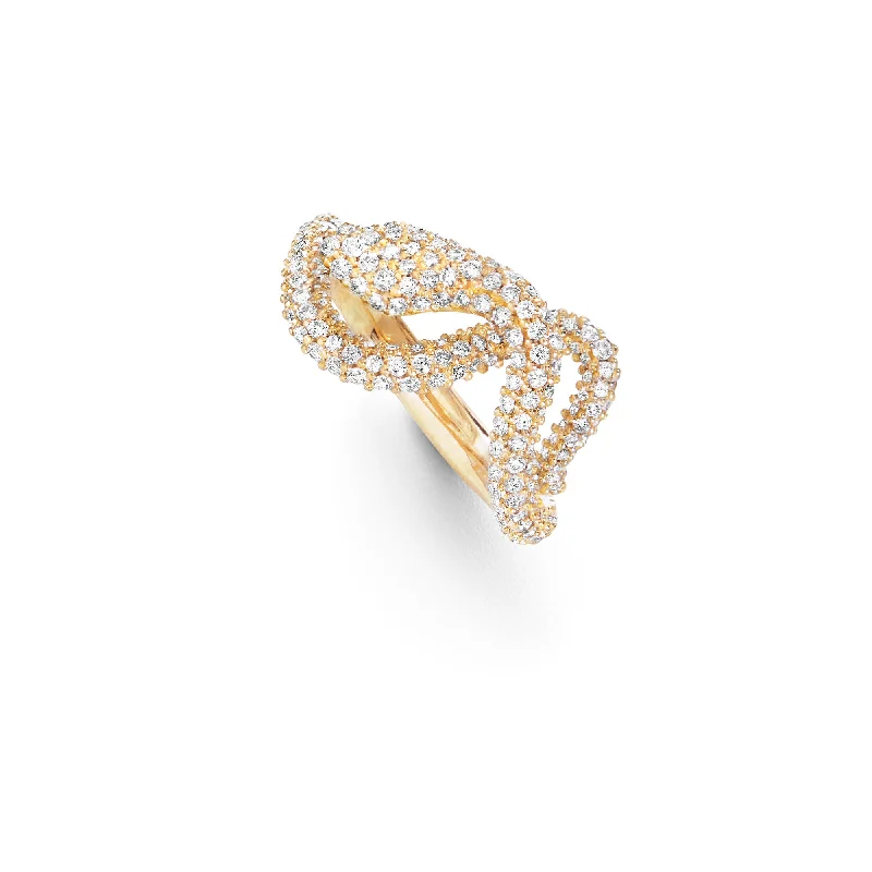 Small Snakes Pavé 18K Gold Ring w. Diamonds