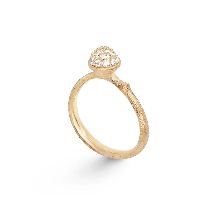 Elegant Rose Gold Jewelry For A Stylish Touch Small Lotus Pavé 18K Gold Ring w. Diamonds