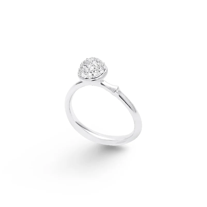 Romantic Heart-Shaped Jewelry For Special Gifts Small Lotus Pavé 18K Whitegold Ring w. Diamonds
