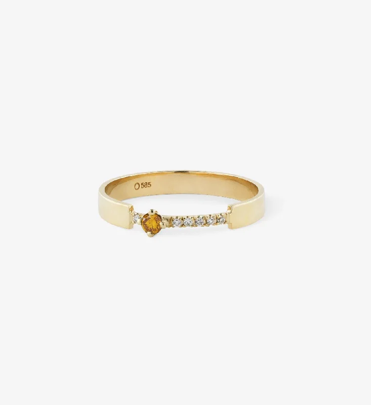 Yellow Diamond Ring 0.08 in 14K Gold