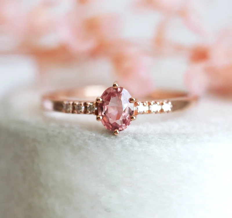 Fine Jewelry, Limited-Time Offers Available Padparadscha Peach Sapphire Diamond Ring