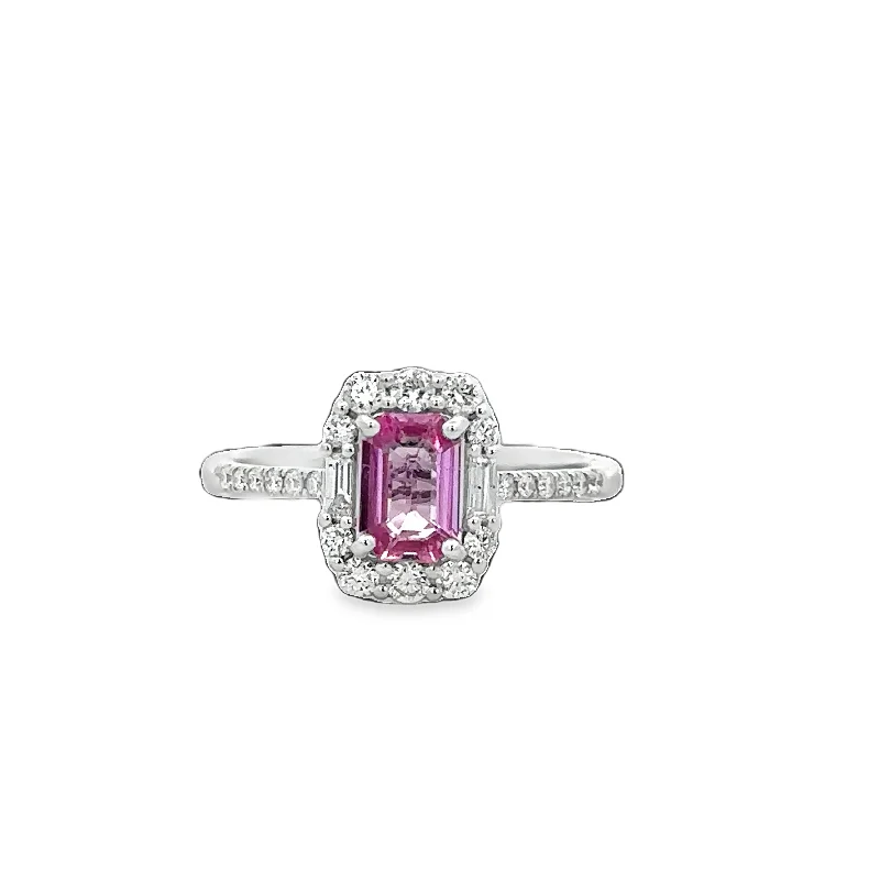 Affordable Elegance – Special Jewelry Sale Now Live Pink Sapphire and Diamond Ring in White Gold