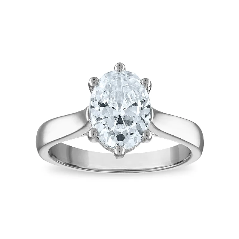 Shine Bright With Our Special Jewelry Promotions Red Hot Deal 2 CTW Oval Lab Grown Diamond Solitaire Engagement Ring in 14KT White Gold