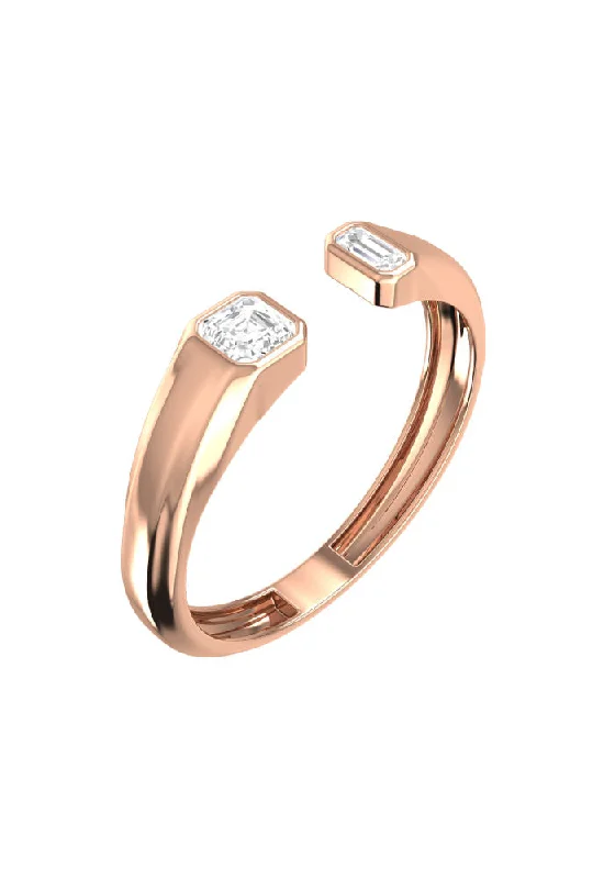 Seasonal Jewelry Clearance – Best Styles At The Lowest Prices Double Emerald Signet 18K Rosegold Ring w. Lab-Grown Diamonds