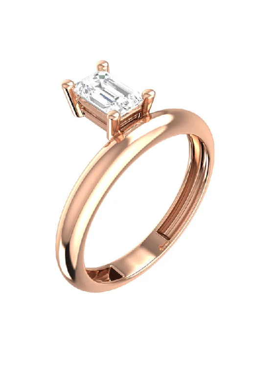 Stunning Jewelry Pieces At The Lowest Prices Ever Floating Emerald 18K Rosegold Ring w. Lab-Grown Diamond