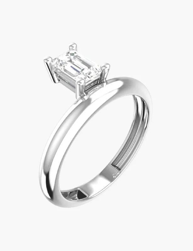 Exclusive Gemstone Jewelry Markdowns – Shop Now Floating Emerald 18K Whitegold Ring w. Lab-Grown Diamond
