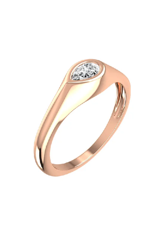 Don't Miss These Dazzling Jewelry Discounts Signet Pear 18K Rosegold Ring w. Lab-Grown Diamond
