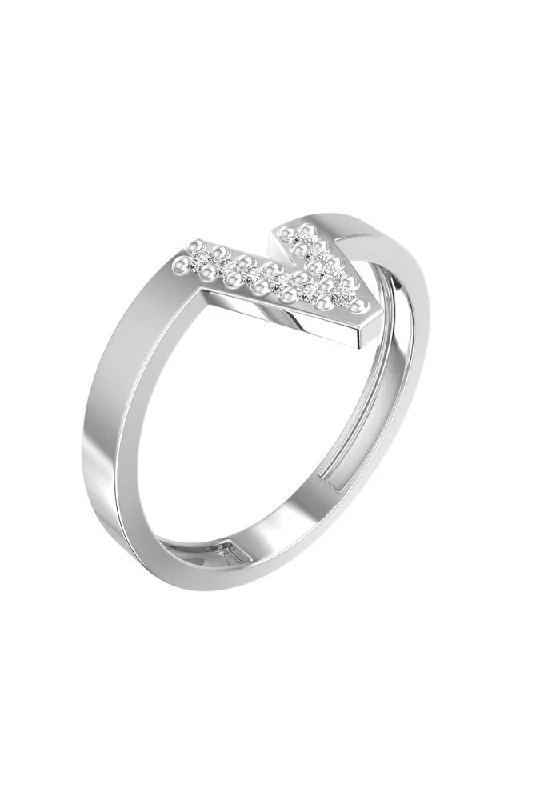 Jewelry Sale Bonanza – Grab Your Sparkle Now V 18K Whitegold Ring w. Lab-Grown Diamonds