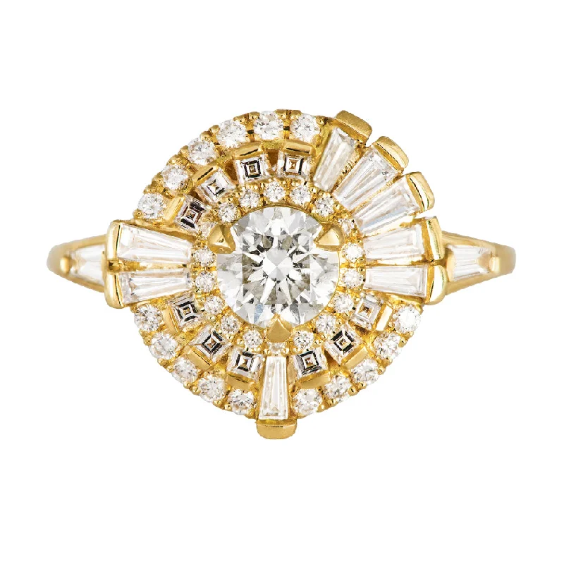 Once-A-Year Jewelry Sale – Grab Your Favorites Now Round Diamond Cluster Ring with Asymmetric Frills