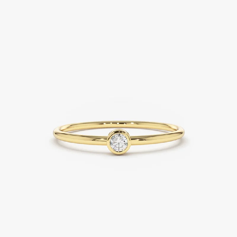 14K Gold Round Solitaire Diamond Ring