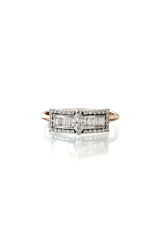 Discounted Luxury Jewelry – Shine Without The Splurge Second Wife Marquise 18K Rosegold & Whitegold Ring w. Diamonds Discounted Luxury Jewelry – Shine Without The Splurge Second Wife Marquise 18K Rosegold & Whitegold Ring w. Diamonds