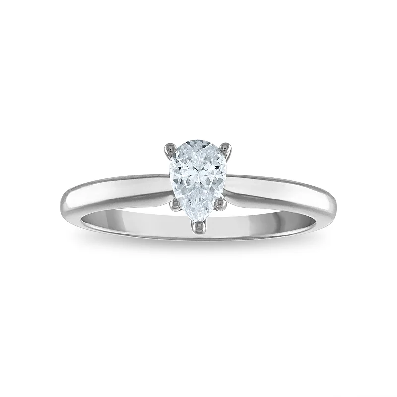 Shop Modern Jewelry Collections With Exclusive Discounts Signature Certificate EcoLove 1/2 CTW Pear Diamond Solitaire Engagement Ring in 14KT White Gold
