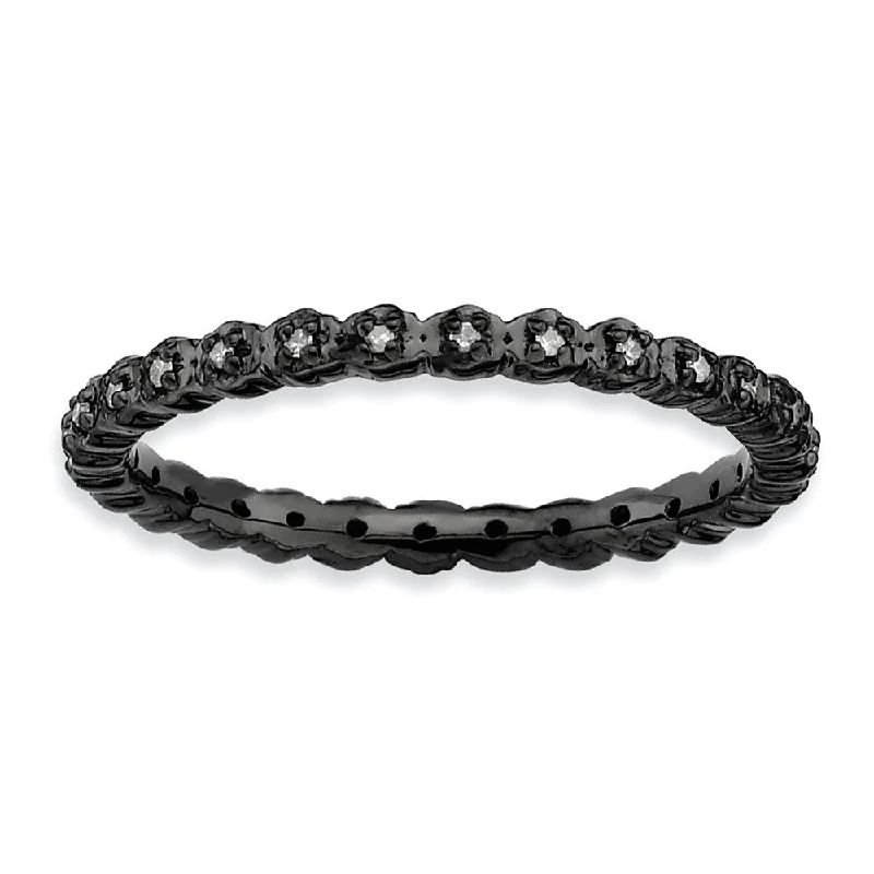 Elegant Jewelry At Unbeatable Offers – Shop Before It's Gone Stackable Black Plated Silver 1/15 Ctw HI/I3 White Diamond Band
