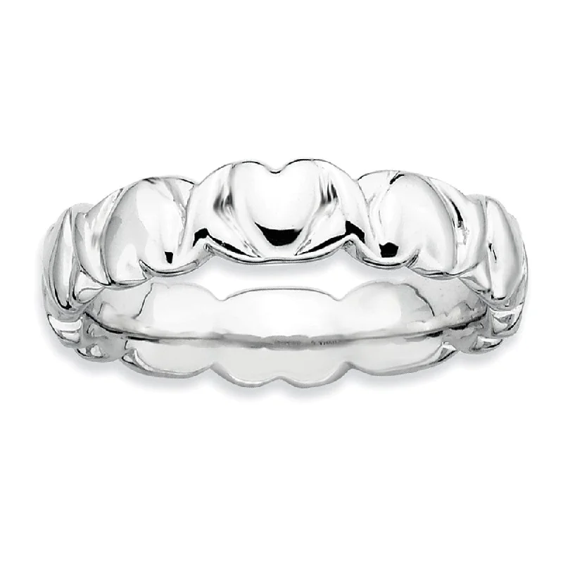 Sterling Silver Entwined Hearts Stackable 4.5mm Band