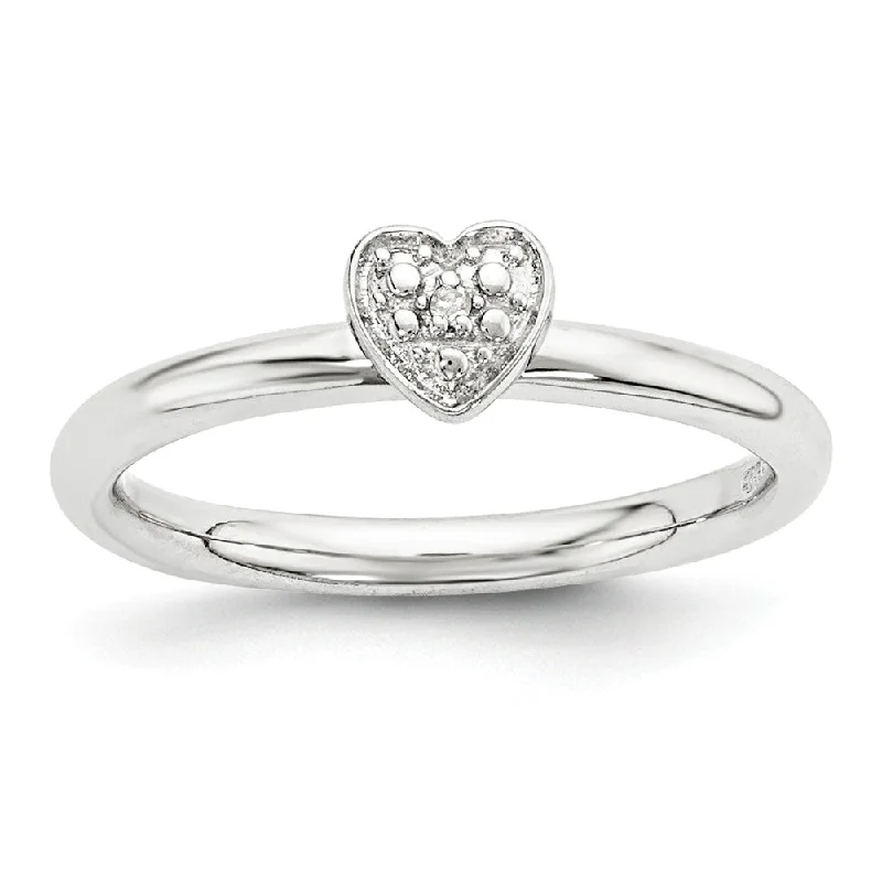 Sterling Silver Stackable 1/2pt I3, H-I Diamond 5mm Heart Ring