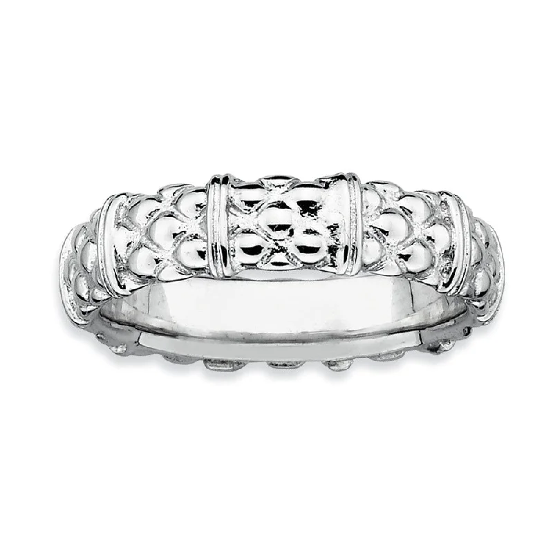 Sterling Silver Stackable Divided Patterned 4.25mm Band