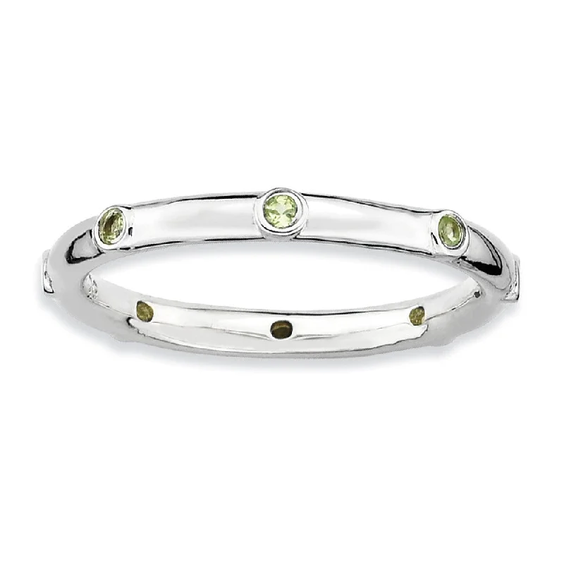 Sterling Silver Stackable Peridot Accent 2.25mm Band