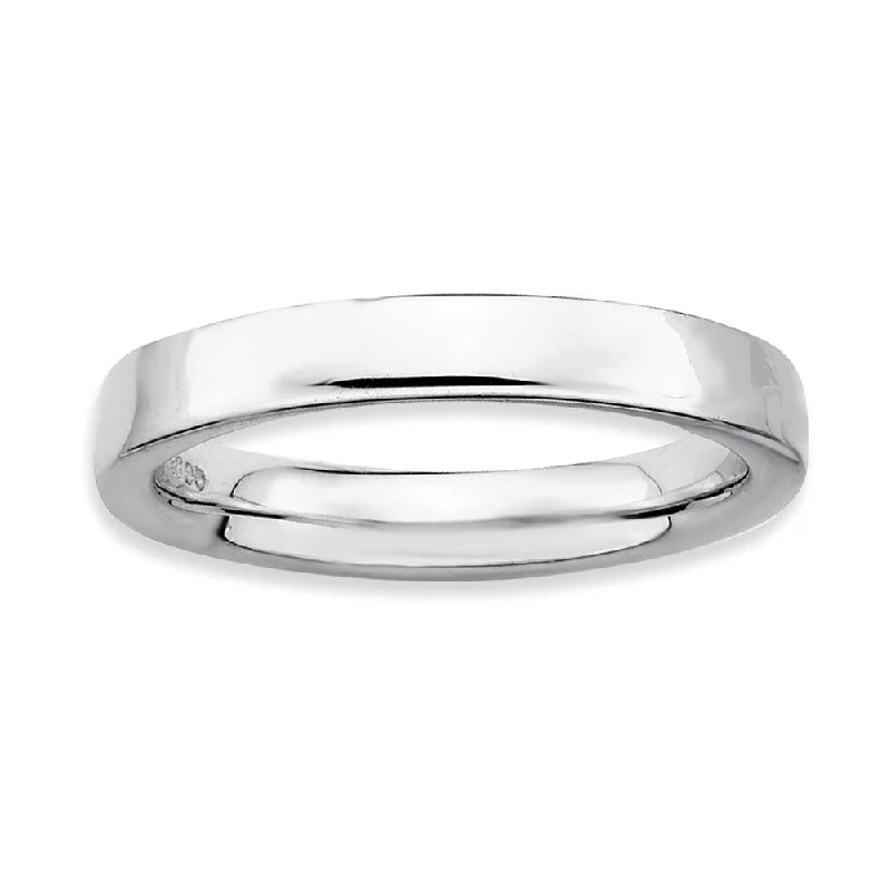 Sterling Silver Stackable Polished Flat 3.5mm Band