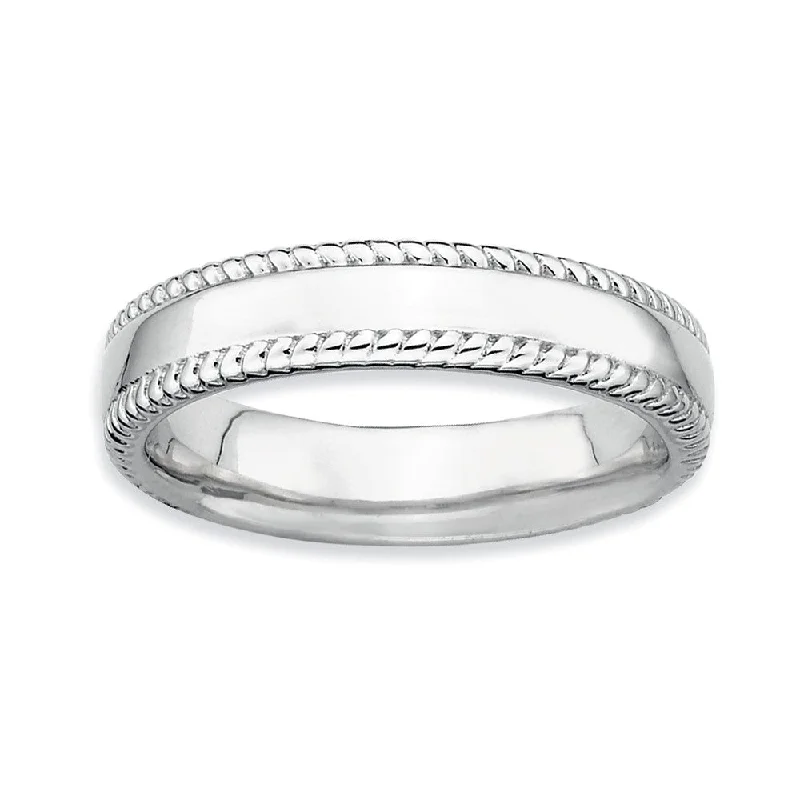 Sterling Silver Stackable Rope Edged 4.25mm Band