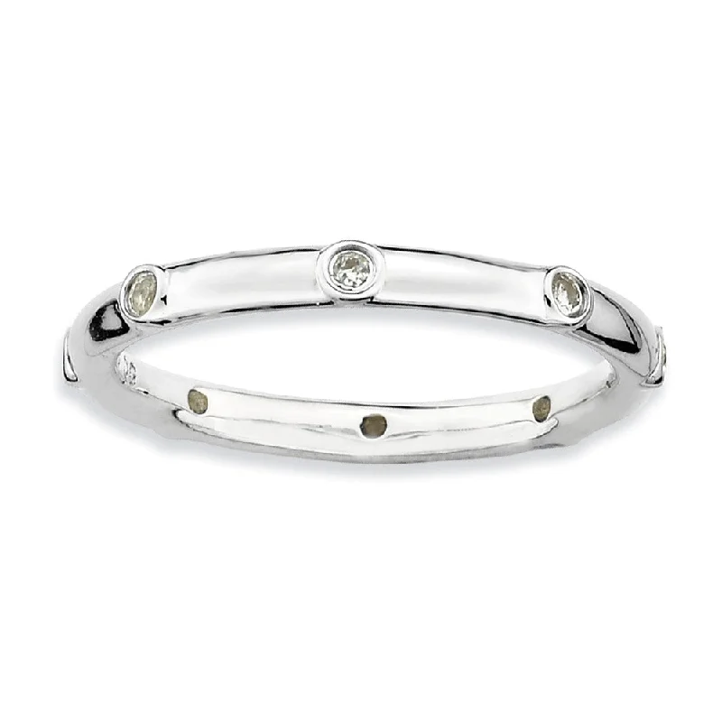 Sterling Silver Stackable White Topaz Accent 2.25mm Band