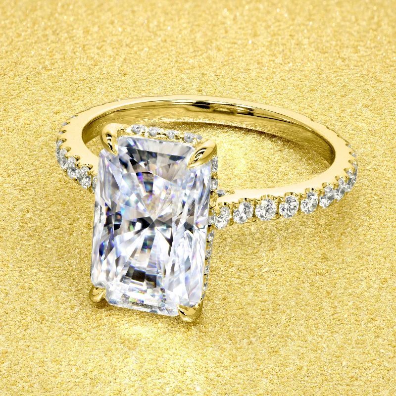 Don't Miss Out – Shop Elegant Jewelry For Less The Emilia, 4.25ct Elongated Radiant-cut Cathedral Hidden Halo Ring Don't Miss Out – Shop Elegant Jewelry For Less The Emilia, 4.25ct Elongated Radiant-cut Cathedral Hidden Halo Ring