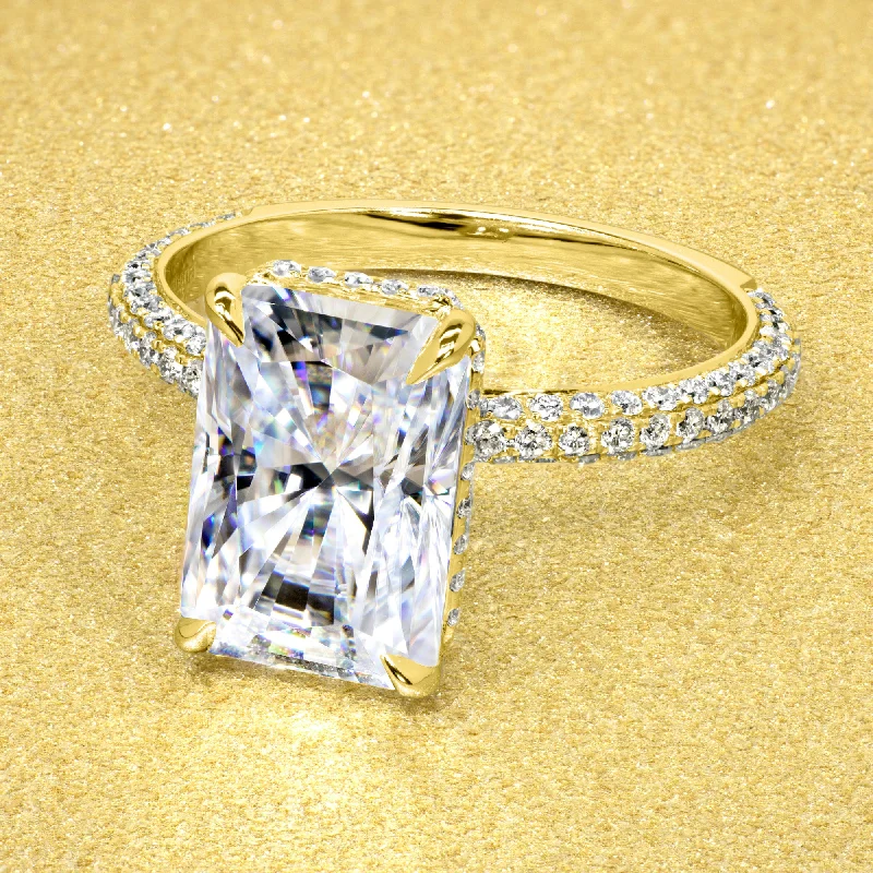 The Olivia, 4.5ct Elongated Radiant-cut Triple Row Hidden Wrap Halo Ring