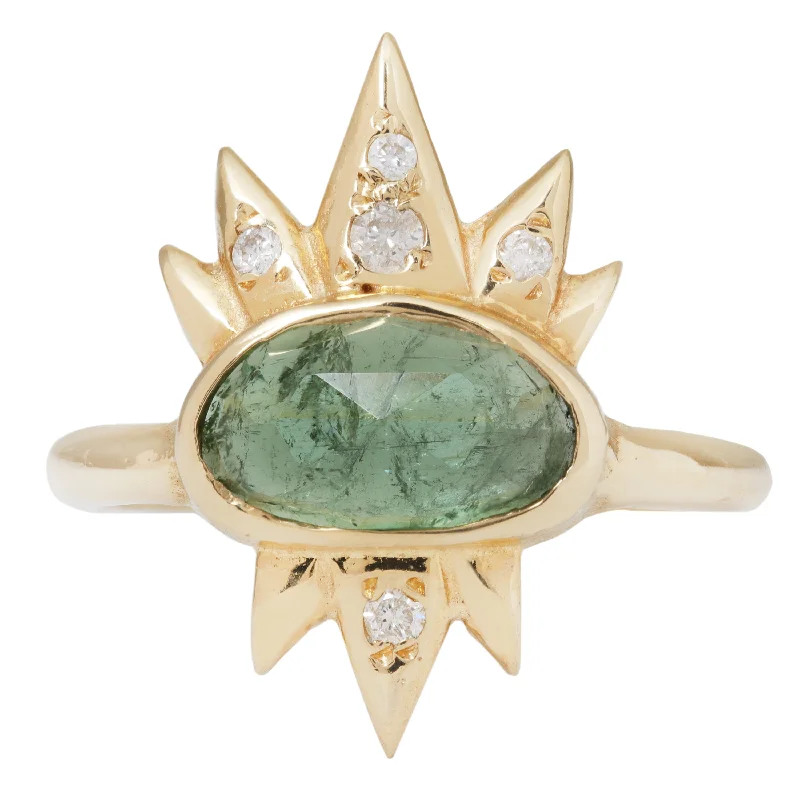 Timeless Elegance Now At Special Discounts Tourmaline & Diamond Spike Ring