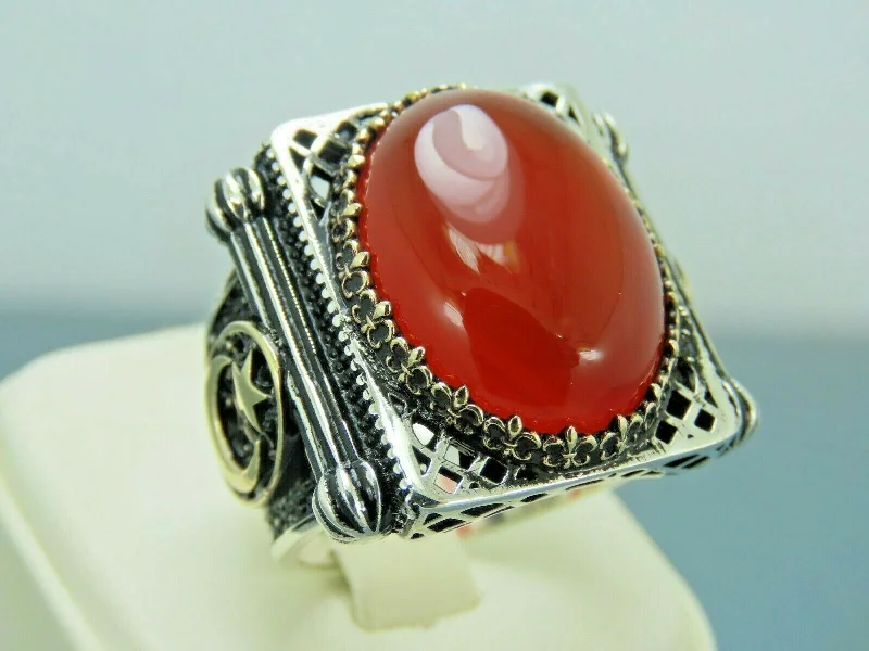 Trending Jewelry Styles Now At Limited-Time Discounts Turkish Handmade Jewelry 925 Sterling Silver Agate Stone Mens Rings