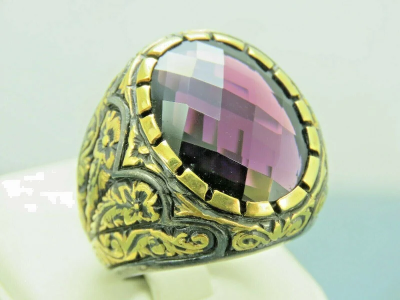Sparkle More For Less – Jewelry Sale Happening Now Turkish Handmade Jewelry 925 Sterling Silver Amethyst Stone Engraved Mens Rings