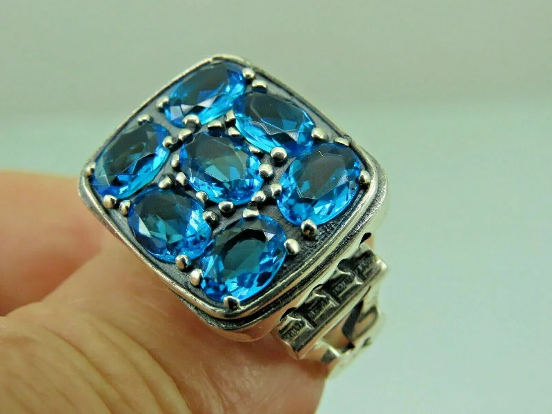 Grab Your Favorite Jewelry At The Lowest Prices Turkish Handmade Jewelry 925 Sterling Silver Aquamarine Stone Mens Rings