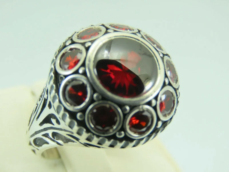 Special Jewelry Deals – Upgrade Your Collection Turkish Handmade Jewelry 925 Sterling Silver Garnet Stone Mens Rings