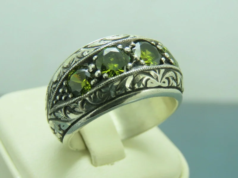 Luxury Meets Affordability – Jewelry Sale Now Live Turkish Handmade Jewelry 925 Sterling Silver Peridot Stone Men's Rings