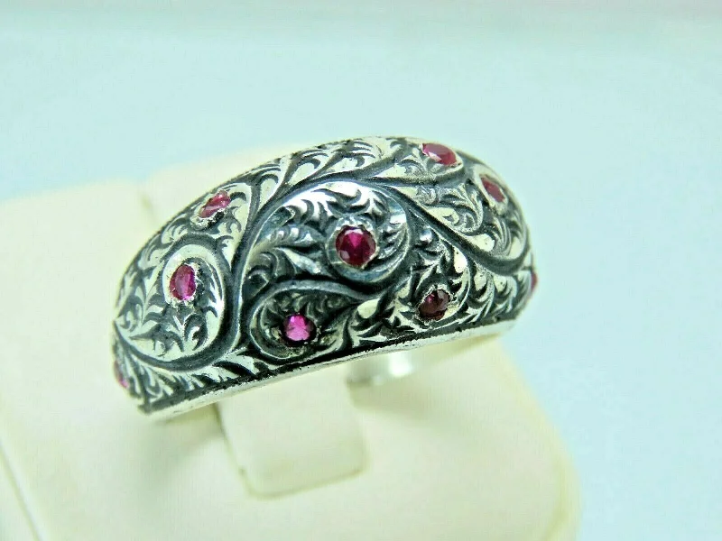 Turkish Handmade Jewelry 925 Sterling Silver Ruby Stone Mens Rings