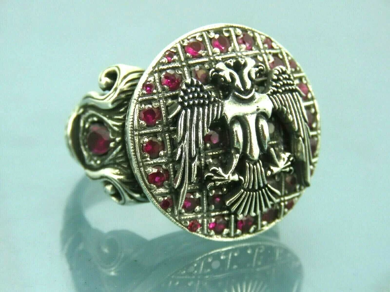 Turkish Handmade Jewelry 925 Sterling Silver Ruby Stone Mens Rings