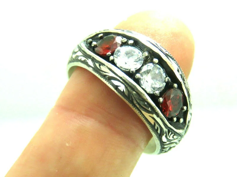 Turkish Handmade Jewelry 925 Sterling Silver Zircon Stone Mens Rings