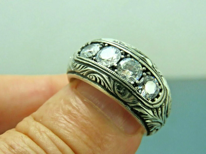 Turkish Handmade Jewelry 925 Sterling Silver Zircon Stone Mens Rings